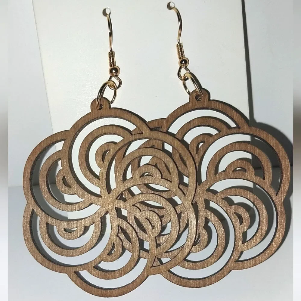 Gorgeous hollow wooden earrings